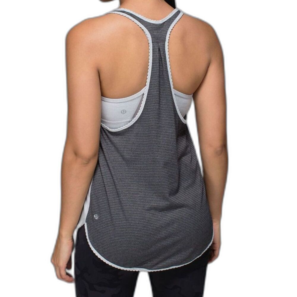 Lululemon 105 F Singlet Tank Top Two Tone Heathered Light Grey Black Size 4